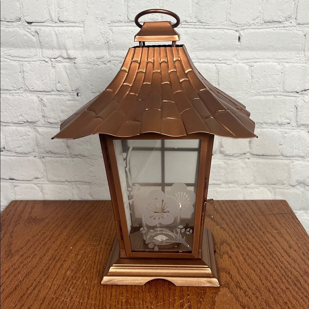 Partylite Asian Persuasion Copper Pagoda Lantern Hurricane Candle Holder P8807
